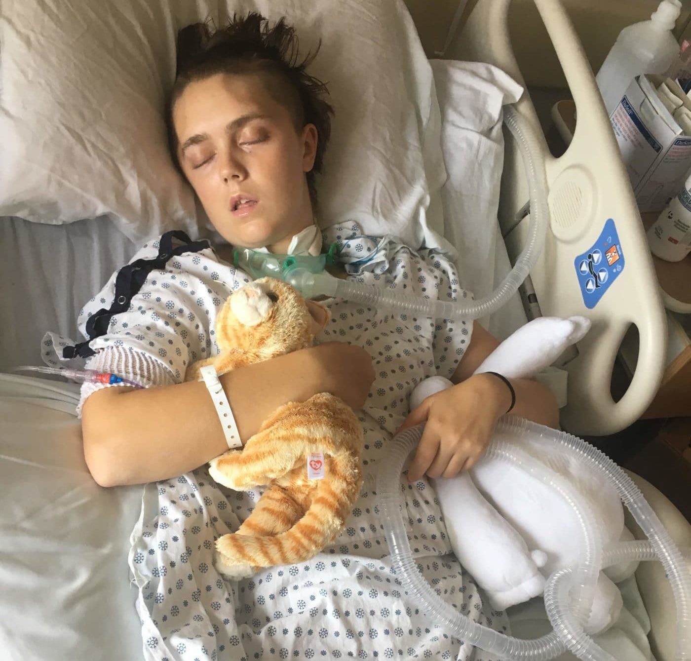 Rebecca Fentum-Jones in her hospital bed