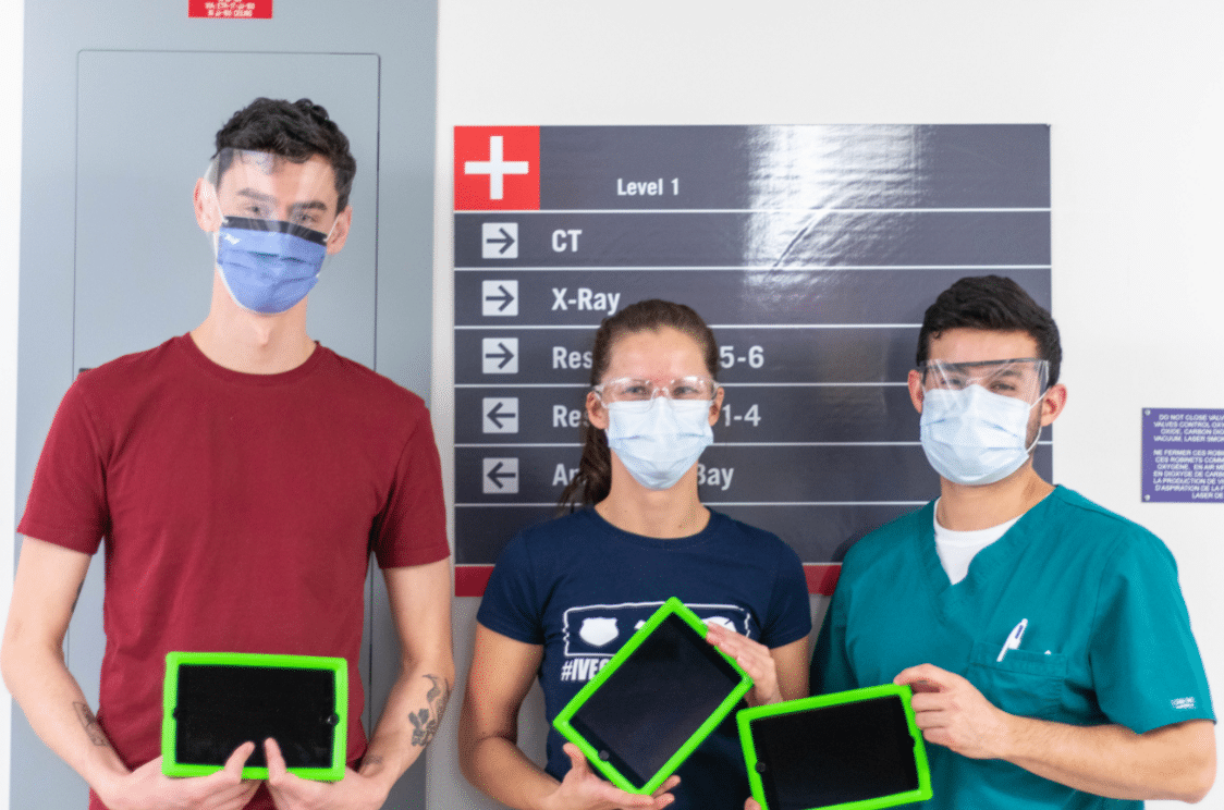 Frontline workers at HSC with donor-funded iPads
