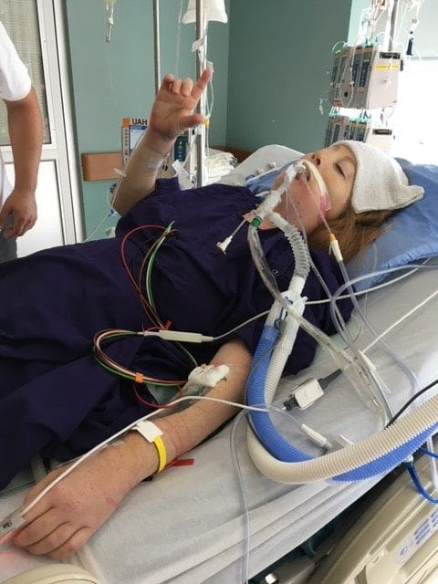 Charity Bedry in hospital.