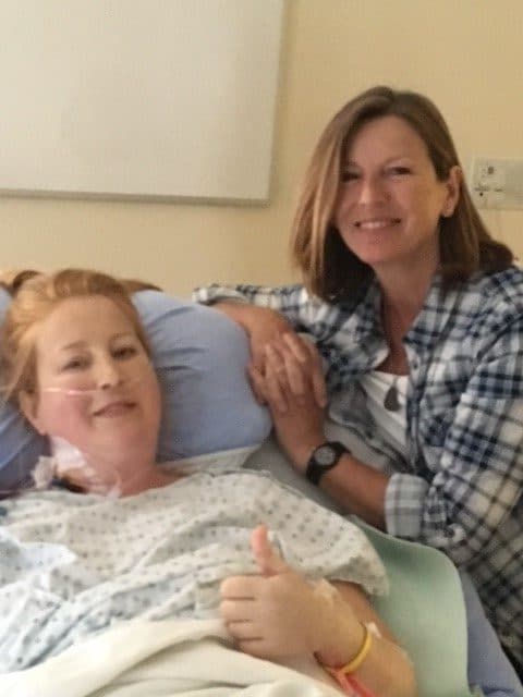 Charity Bedry in hospital and Diana Halldorson