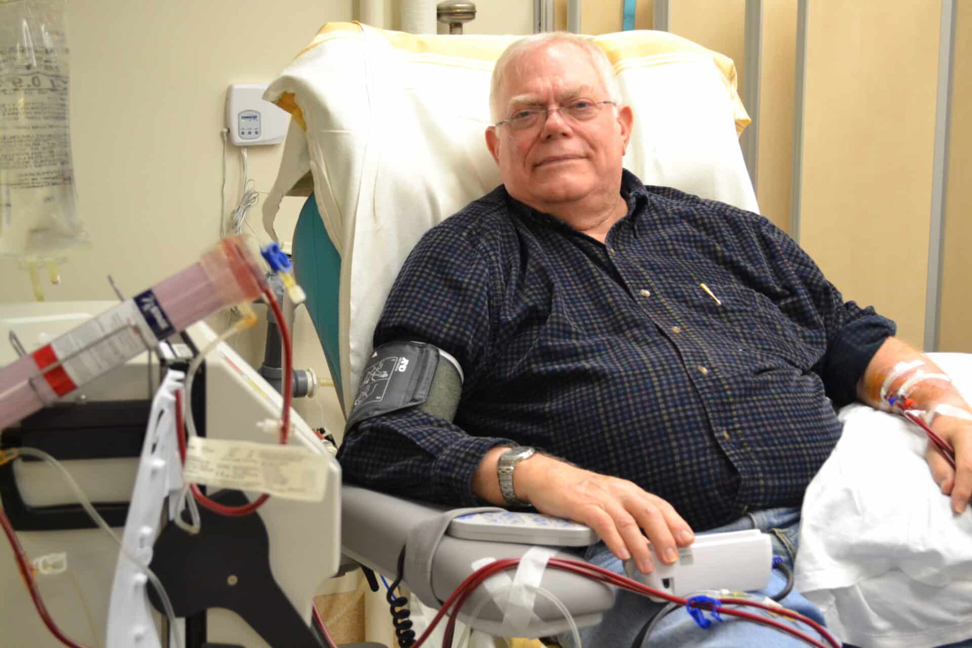 John Bond receiving dialysis treatment